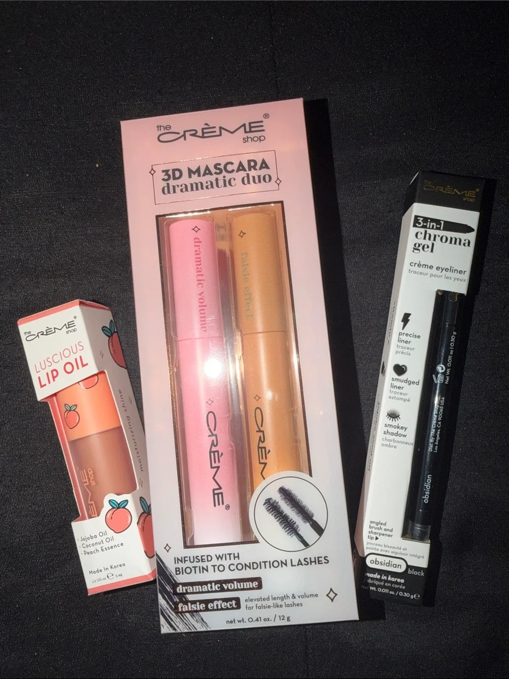 The Crème Shop 3D Mascara Dramatic Duo-3-1 Creme Eyeliner& Luscious 👄Lip Bundle